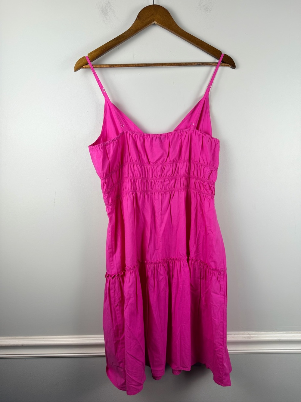 Rails Carmen Dress Azalea Pink Smocked Tiered Mini Sundress Organic Cotton NWT L - Picture 7 of 7